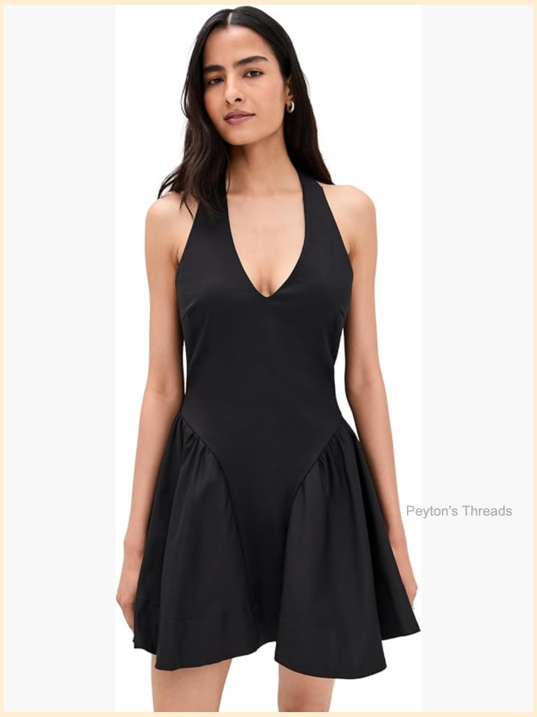 Women's Mini Halter Dress - Black - Lightweight Faille